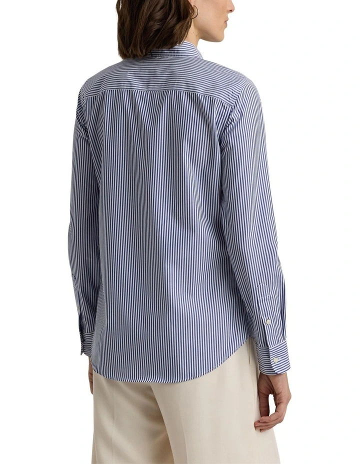 Striped Easy Care Cotton Shirt in Blue