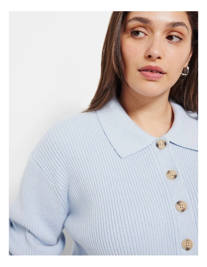 The Polo Knit Jumper in Smokey Blue