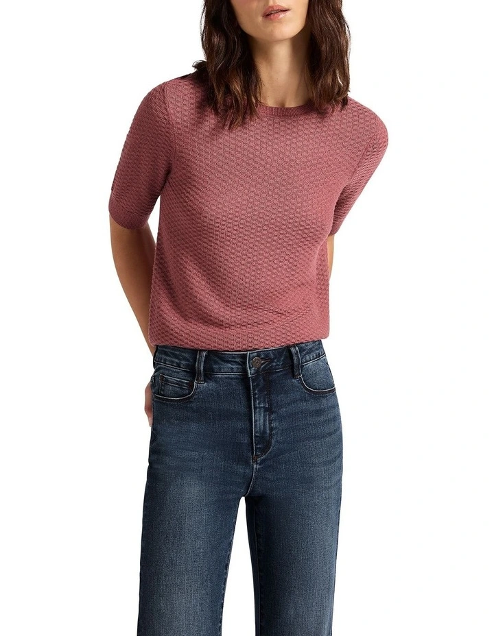 Shimmer Holiday Knit Top in Dusty Pink
