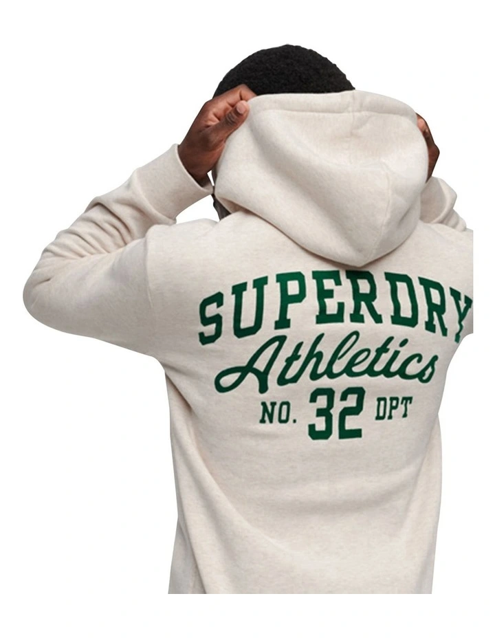 Athletic Script Flock Hood in Oaty Marl