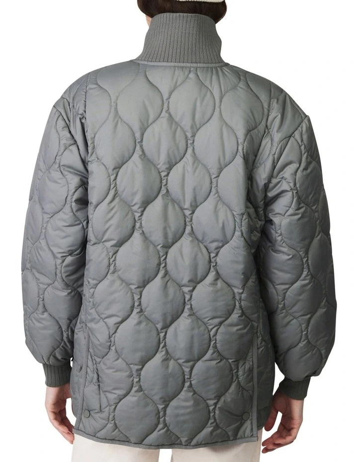 Rib Collar Quilted Coat in Grey