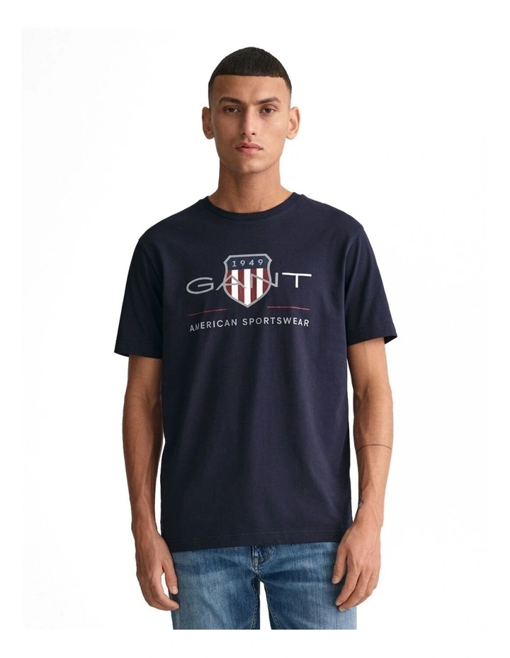 Archive Shield T-shirt in Evening Blue