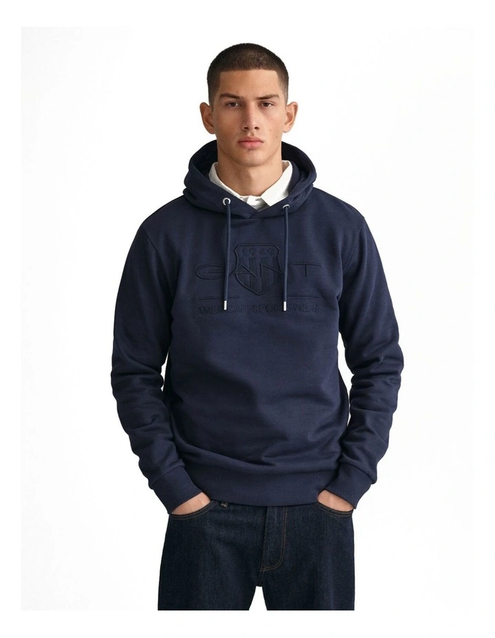 Tonal Archive Shield Hoodie in Evening Blue