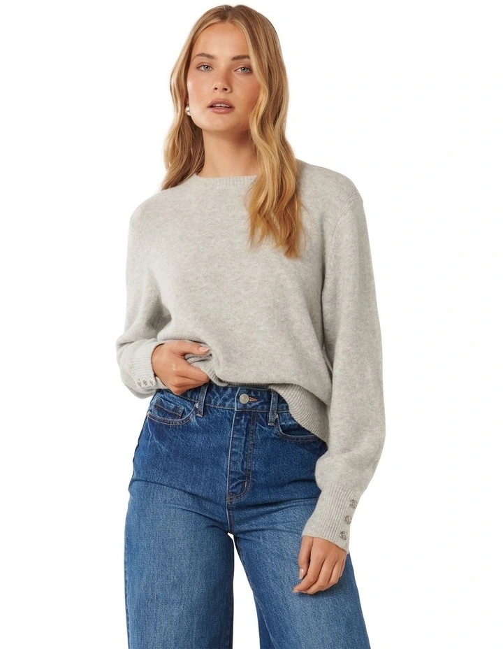 Camille Brushed Knit Jumper in Sliver