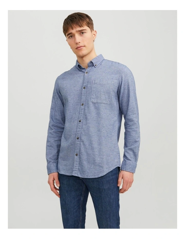 Classic Melange Shirt in Faded Denim