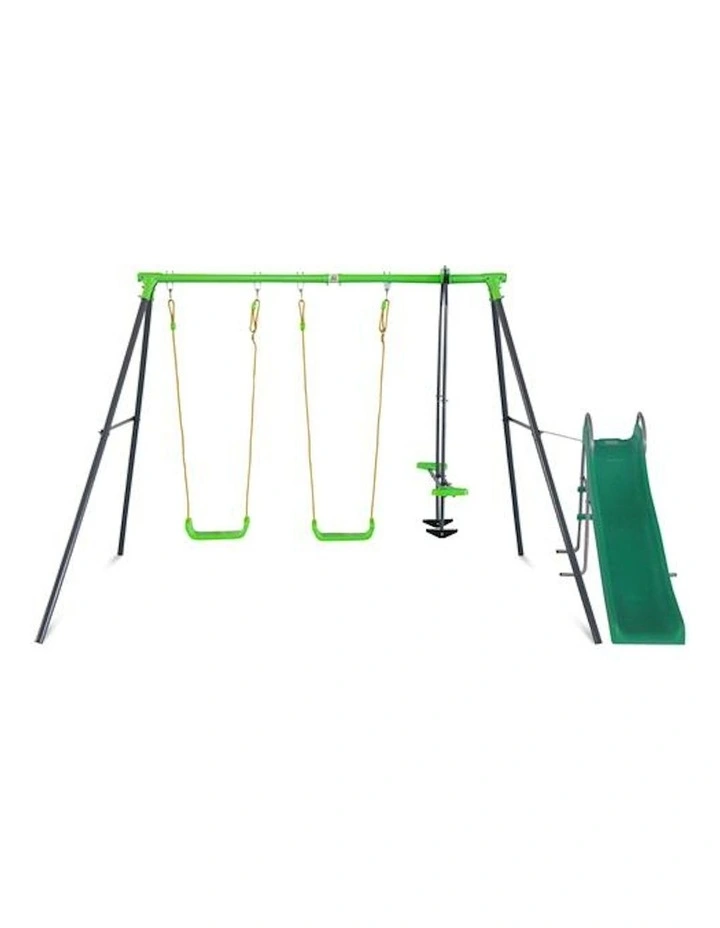 Hurley 2 Metal Swing Set With Slide