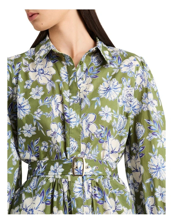 Imani Cotton Shirt Dress in Cactus Multi