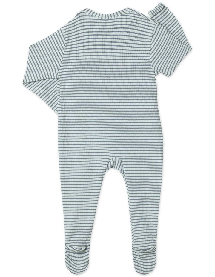 Baby Stripe Rib Zippy in Paris Purple/Mint