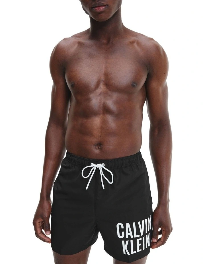 Intense Power Logo Medium Swim Short in Black