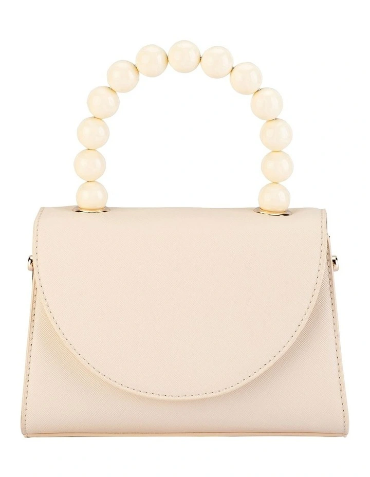 Wendy Acrylic Bead Top Handle Bag in Natural