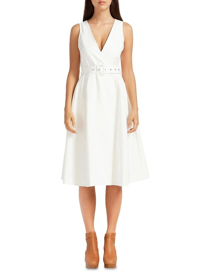 Miss Independence Midi Dress in White
