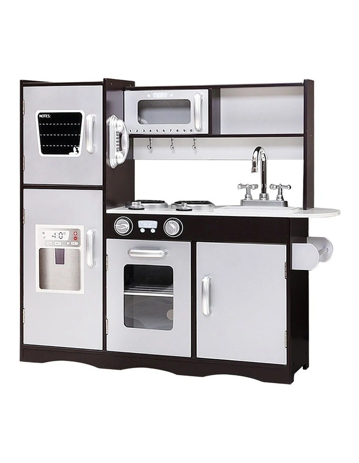 Fully-Equipped Modern Kitchen Play Set in Black/White