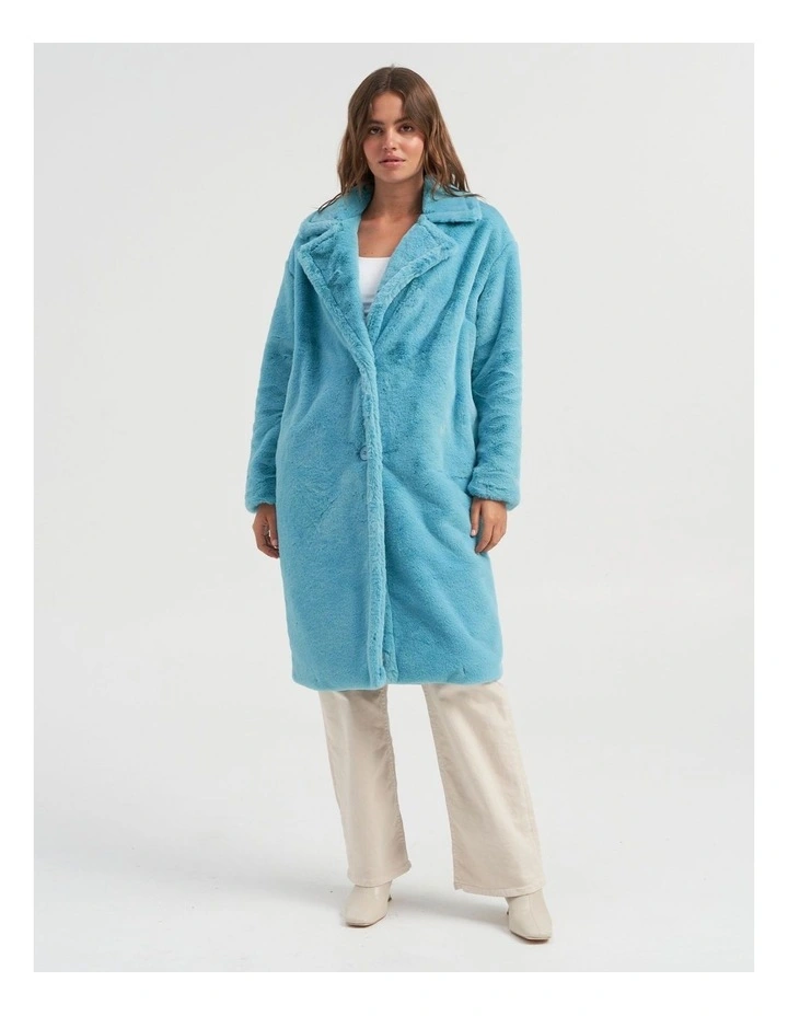 Rikke Vida Faux Fur Coat in Aqua