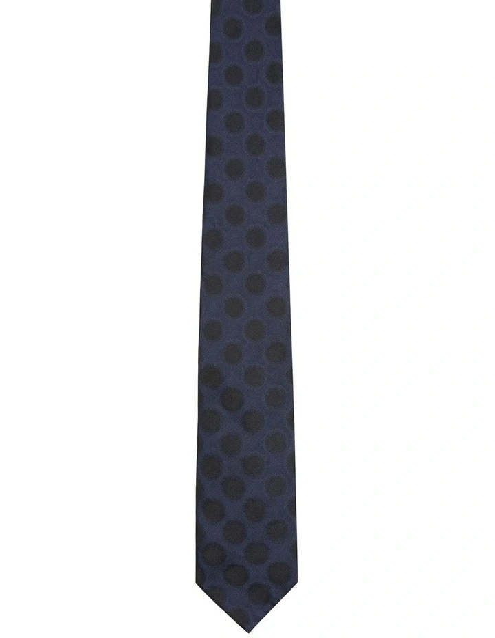 Large Polka Dot Tie in Dark Blue