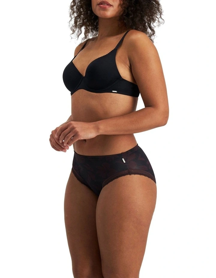 Parisienne Delicate Hi Cut Print Briefs in Black