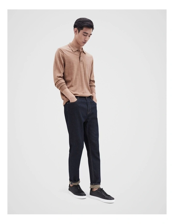 Merino Wool Polo Shirt in Oatl Marle