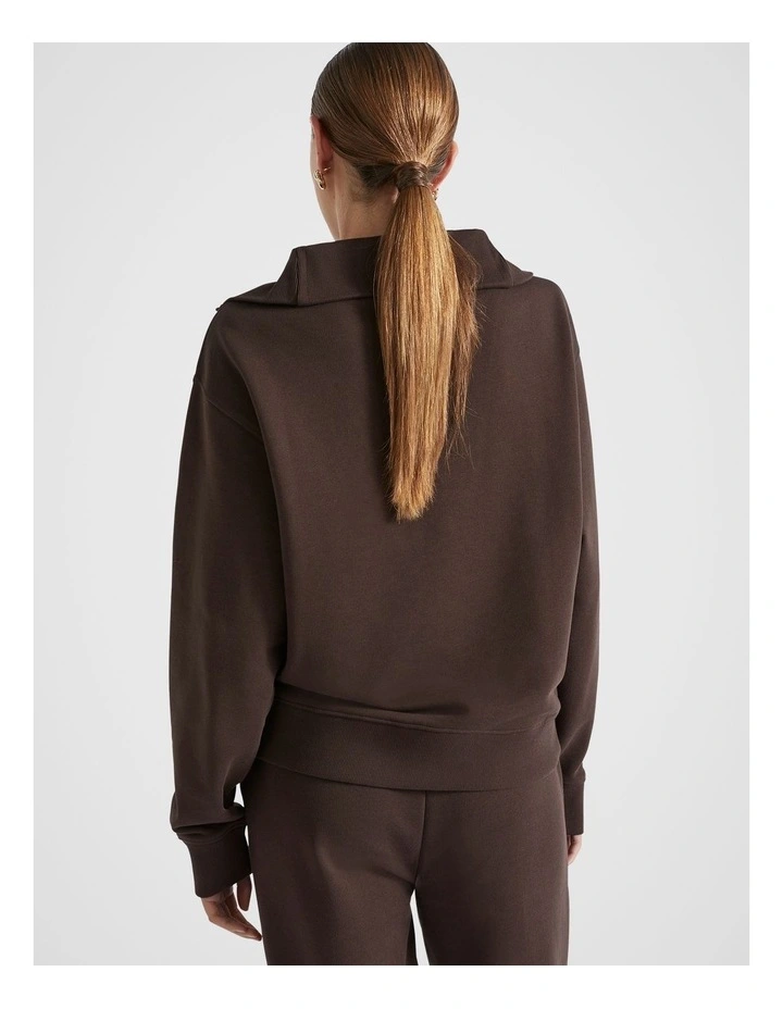 Core Heritage Half Zip Sweat in Dark Espresso