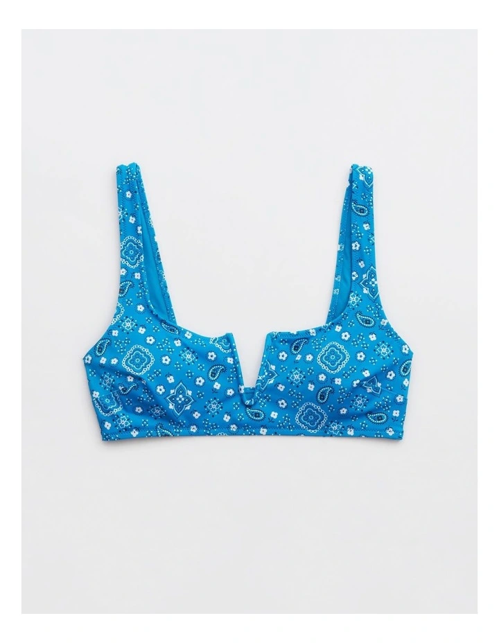 V Wire Scoop Bikini Top in Blue