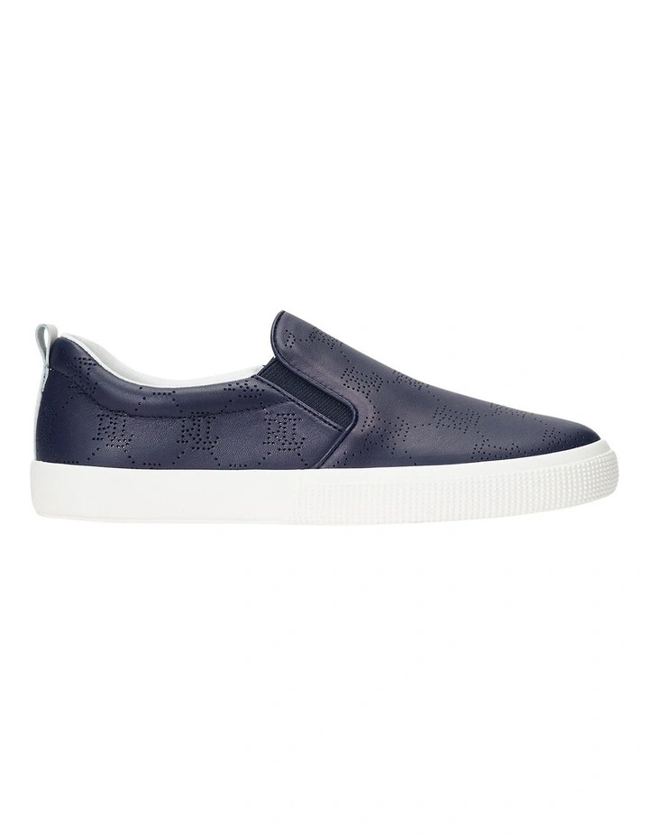 Haddley Logo Leather Slip-On Sneaker in Navy