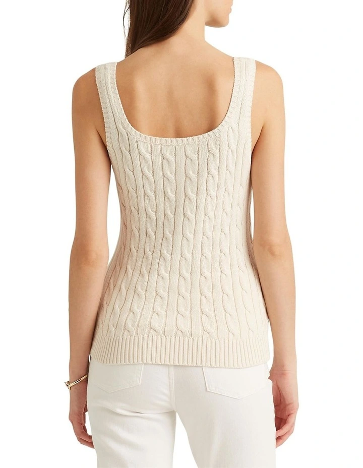 Cable-Knit Sleeveless Sweater in Cream