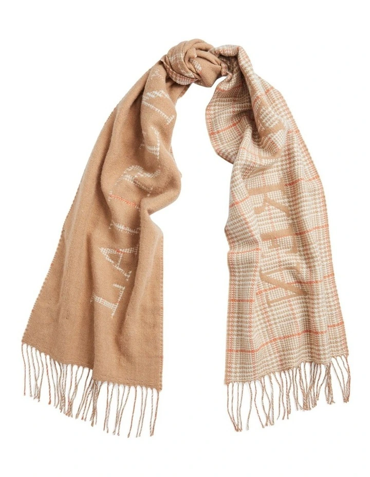 Reversible Logo Jacquard Scarf in Beige