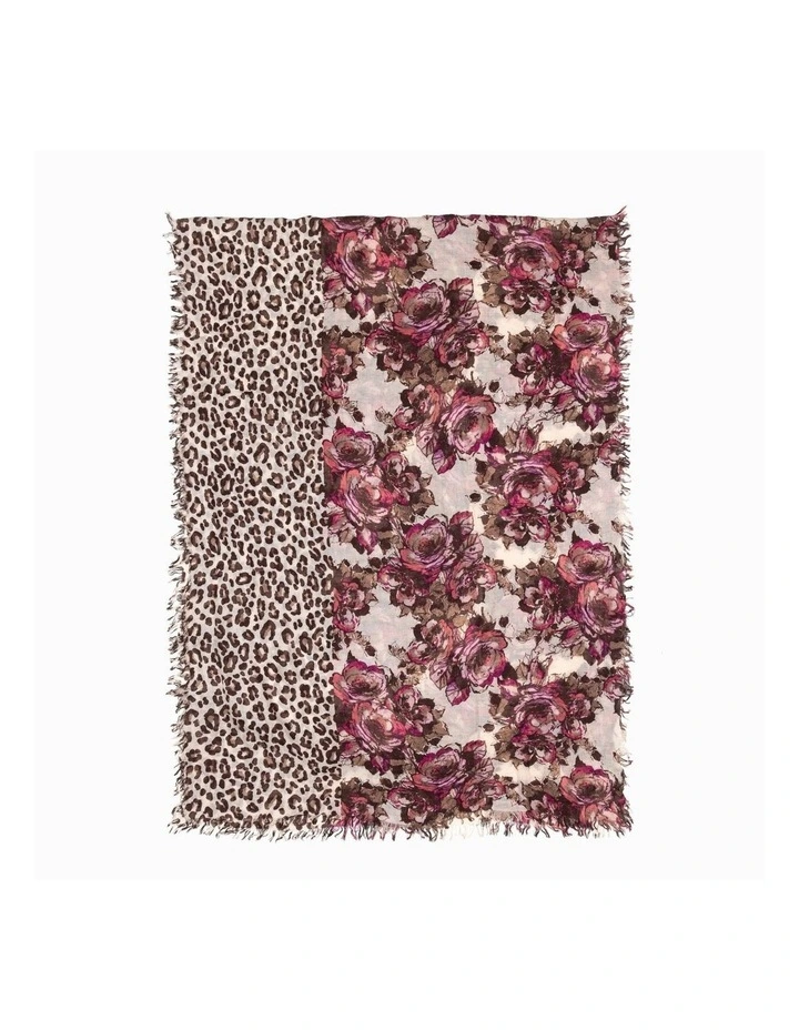 Australian Wool Print Scarf in Red/Leopard