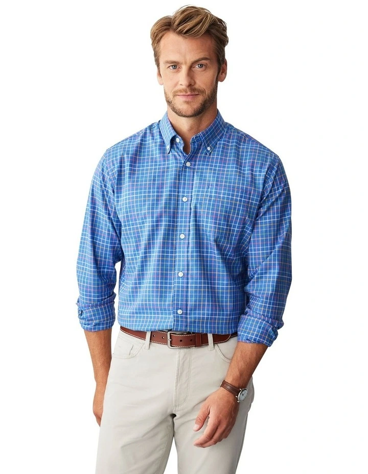 Easy Care Oxford Check Shirt in Blue Melange