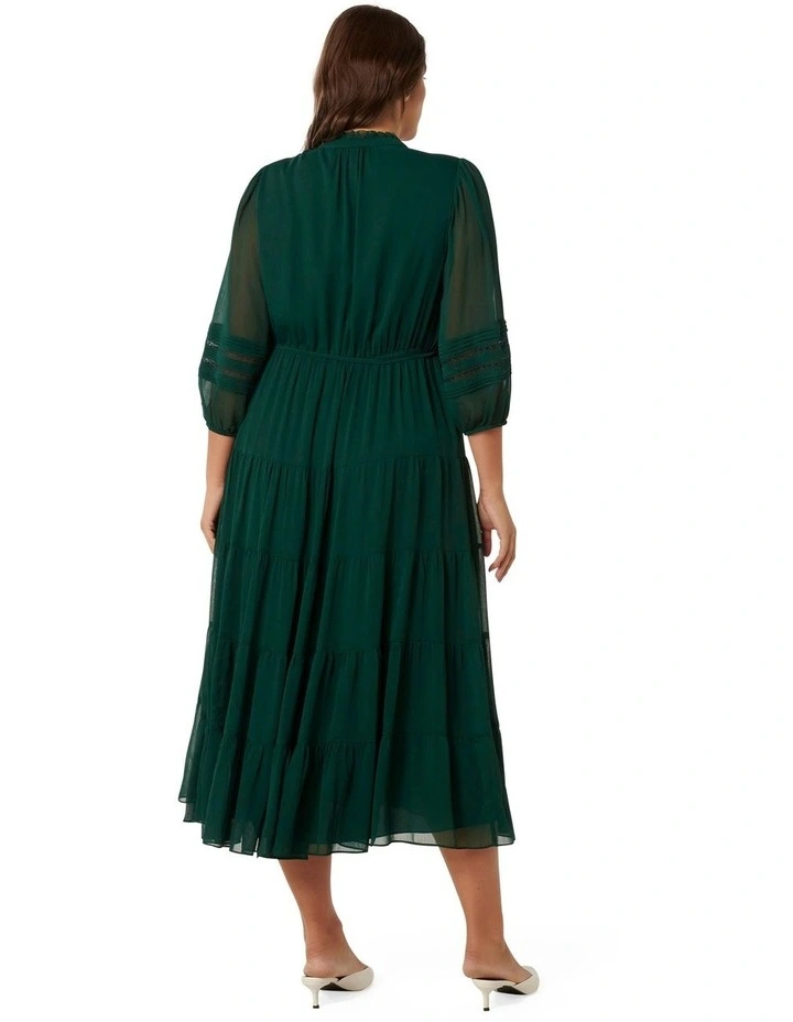 Maeve Microruffle Midi Dress in Green