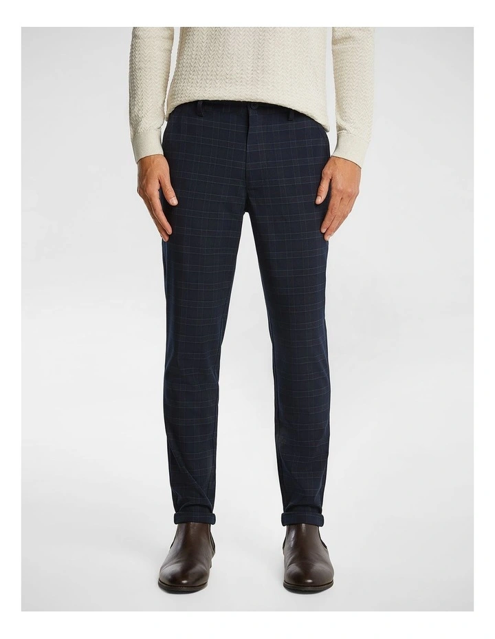 Markus Check Skinny Chino in Navy