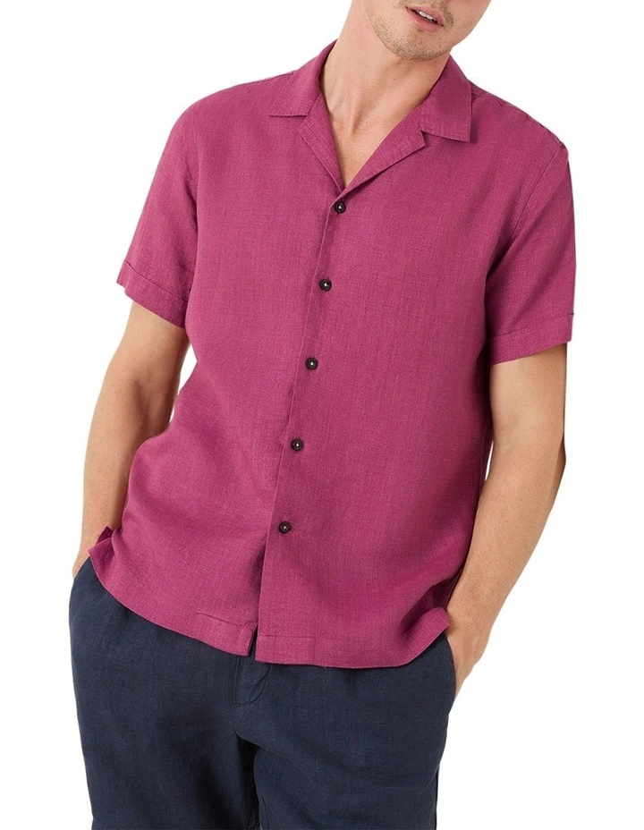 Marini Camp Collar Short Sleeve Shirt in Mediterranean Red
