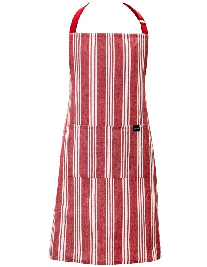 Eco Provincial Stripe Apron in Red