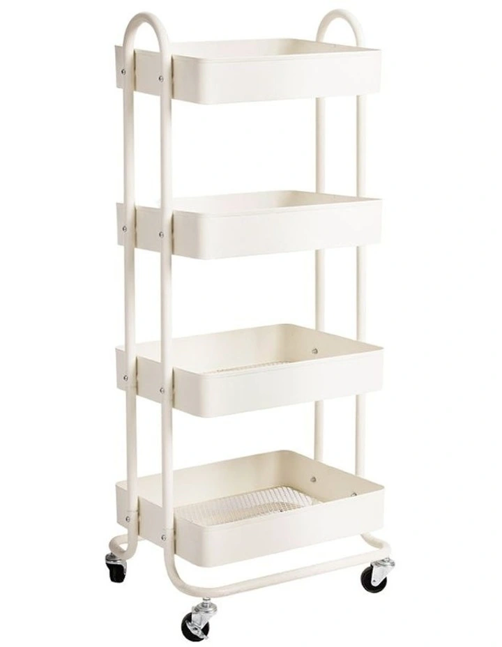 4 Tiers Kitchen Storage Trolley in White