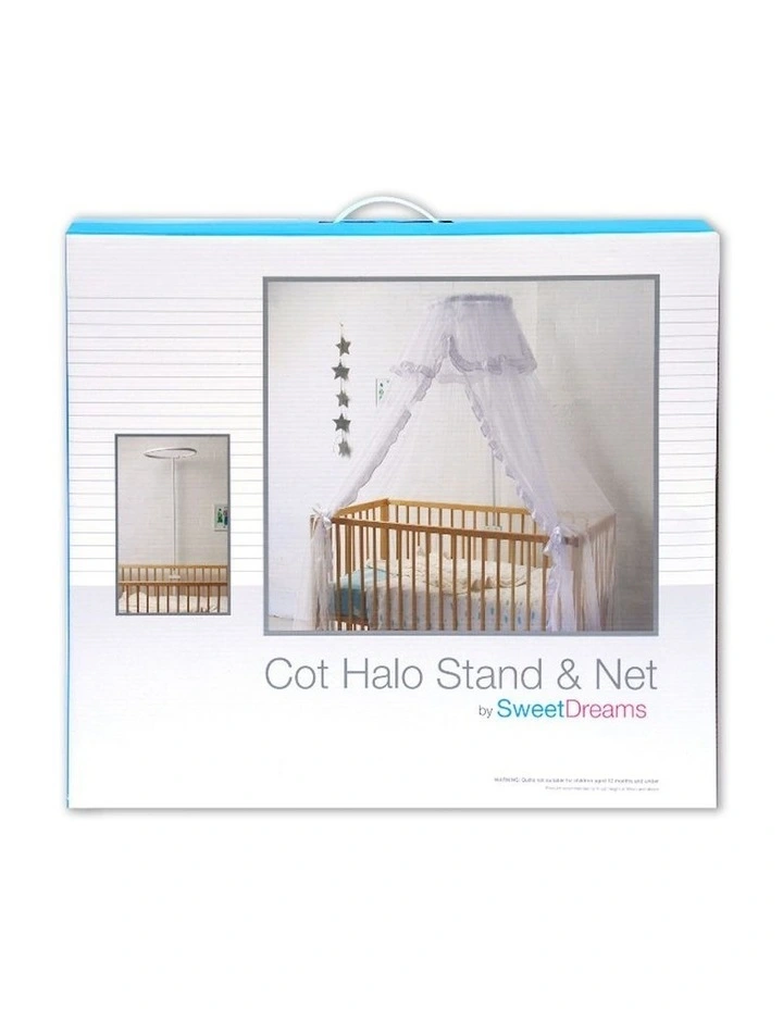 Cot Halo Stand And Net in White