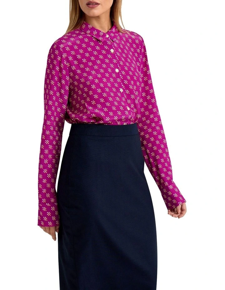 Poppy Dot Print Blouse in Pink