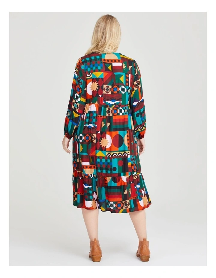 Natural Geo Patchwork Dress in Print