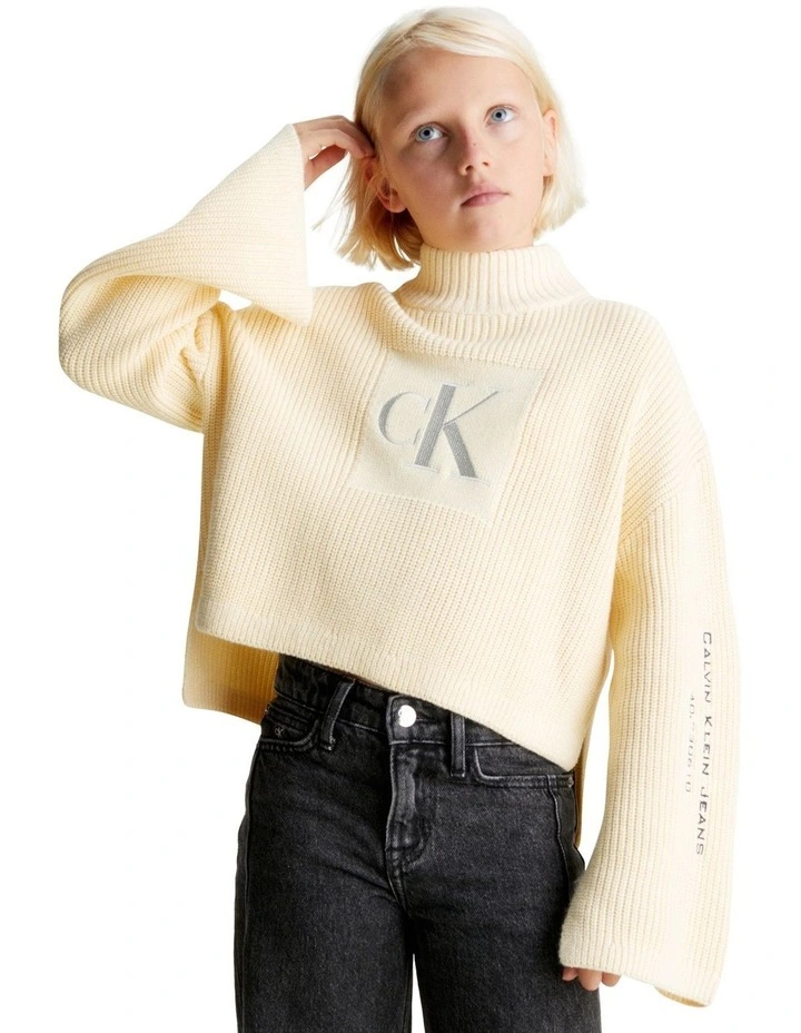 Metallic Mono Rollneck Sweater in Vanilla