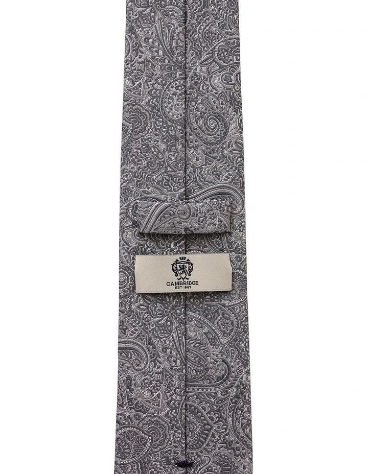 Close Paisley Silk Tie in Silver