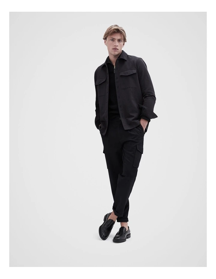 Cotton Linen Overshirt in Black