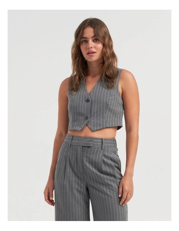 Dita Pinstripe Waistcoat in Dark Grey Melange CL