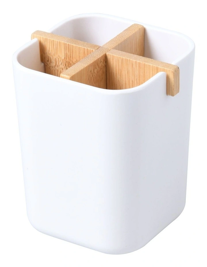 Takae Bamboo Toothbrush Holder in White