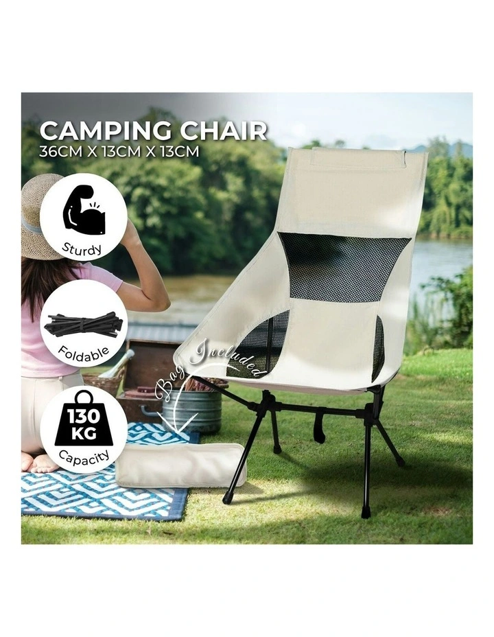 Outdoor Folding Portable Camping Chair in Beige