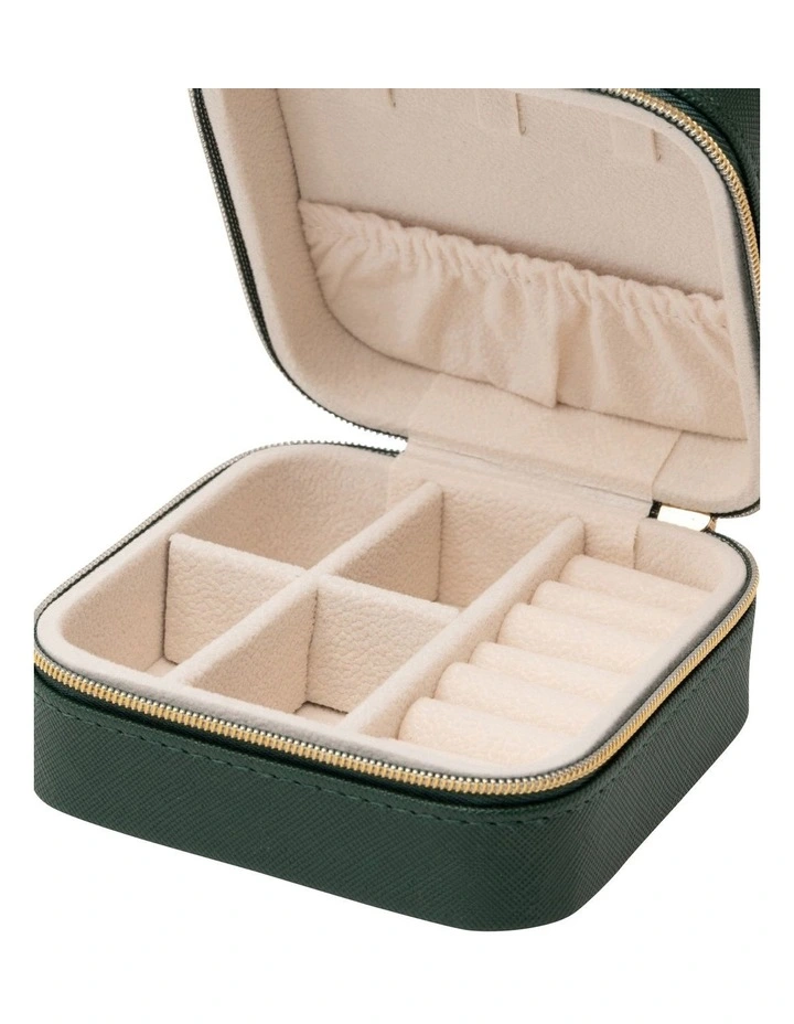 Square Zipper Jewellery Case in Green