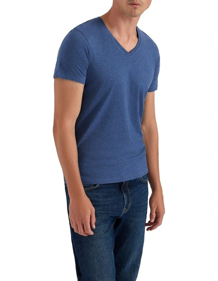 Marle Arnie V Neck Tee in Indigo Marle