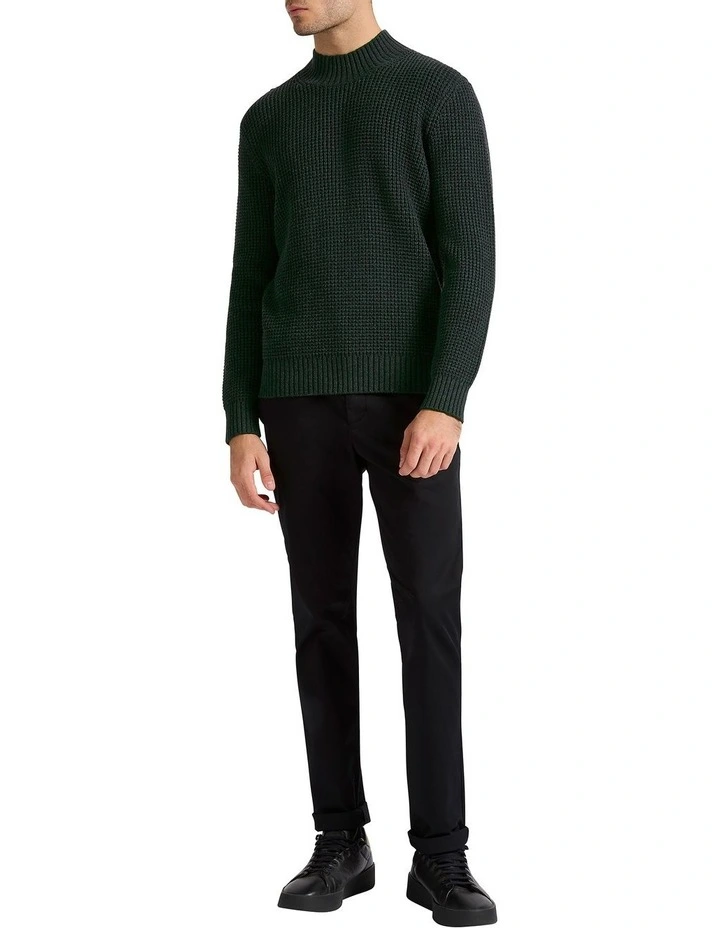 Wally Waffle Wool Blend Knit Top in Deep Forest