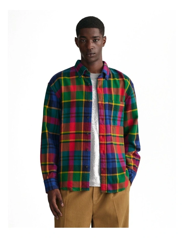 Relaxed Fit Checked Twill Shirt in Rich Red