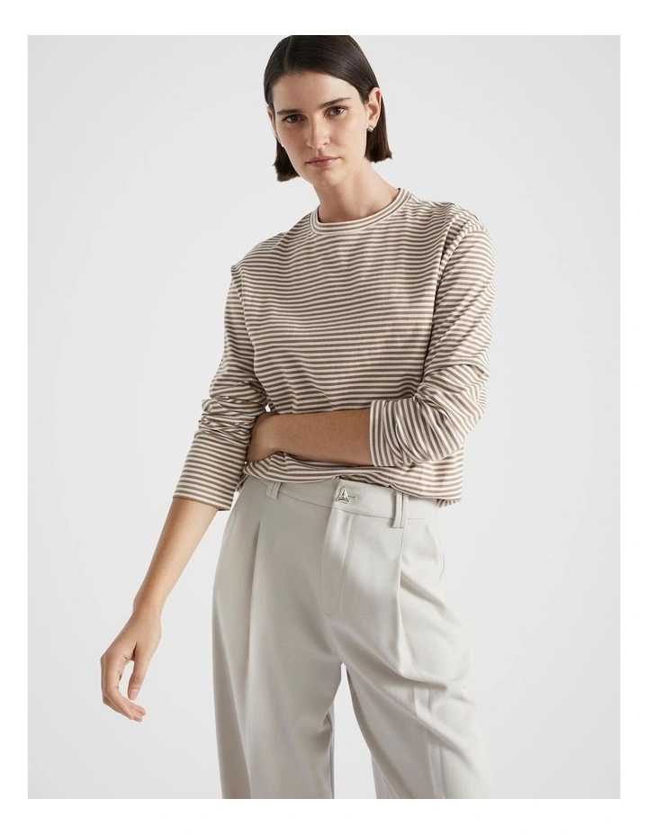 Long Sleeve Top in Deep Chai Stripe