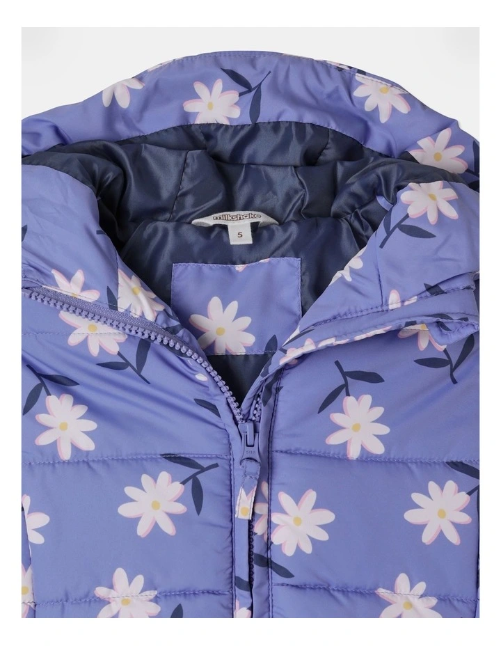 Hooded Puffer Jacket in Purple