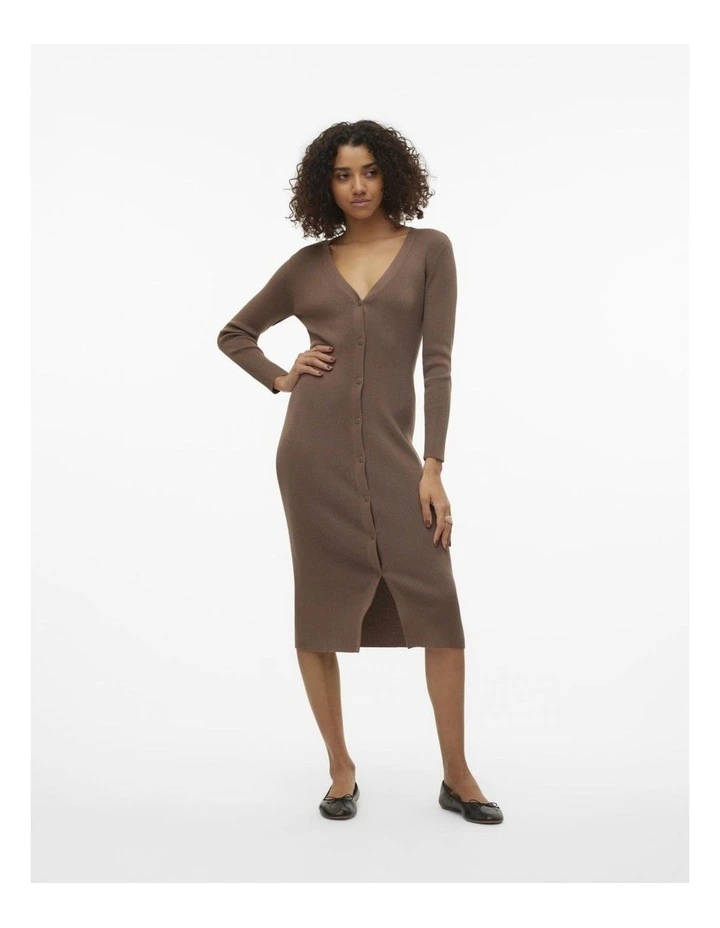 Isolda Long Sleeve Midi Dress in Chocolate Chip
