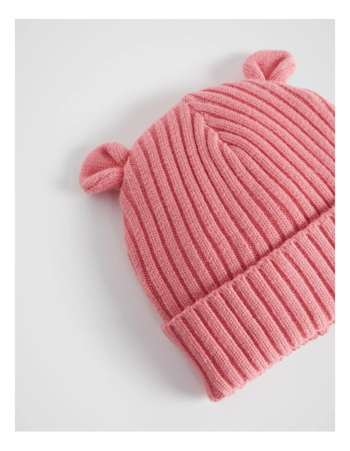 Bunny Ear Beanie in Peach