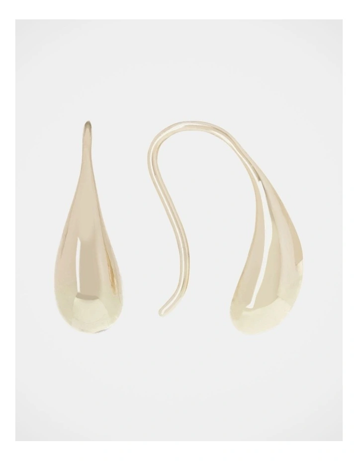 Polished Silver Fish Hook Gold Earrings